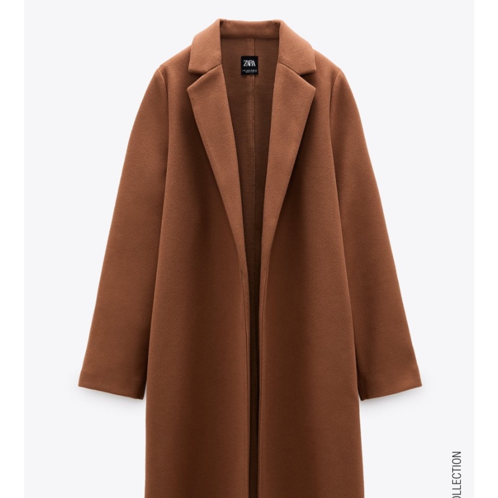 Zara Brown Long Wool-Blend Coat
